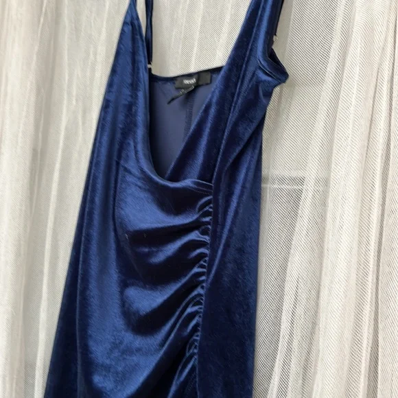 Forever 21 blue velvet adjustable strappy ruched asymmetrical dress women L Forever 21 blue velvet adjustable strappy ruched asymmetrical dress women L